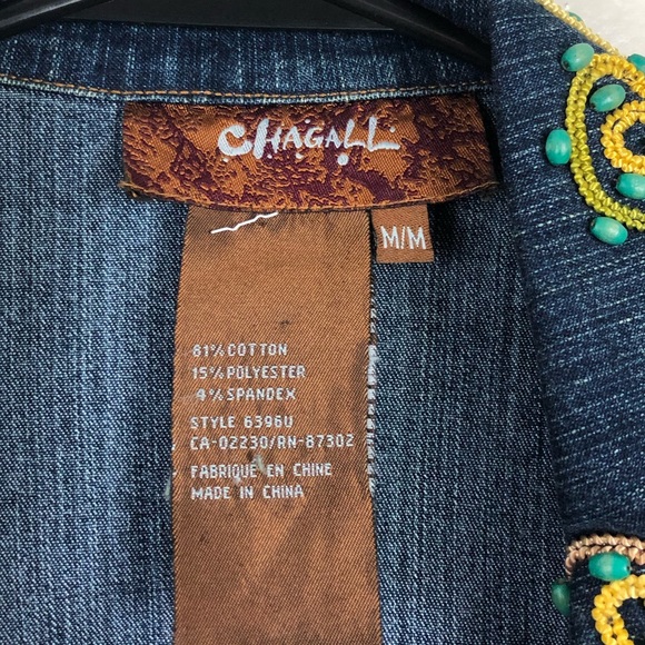 Chagall Beaded Jean Jacket with Lace Detail - Picture 6 of 6